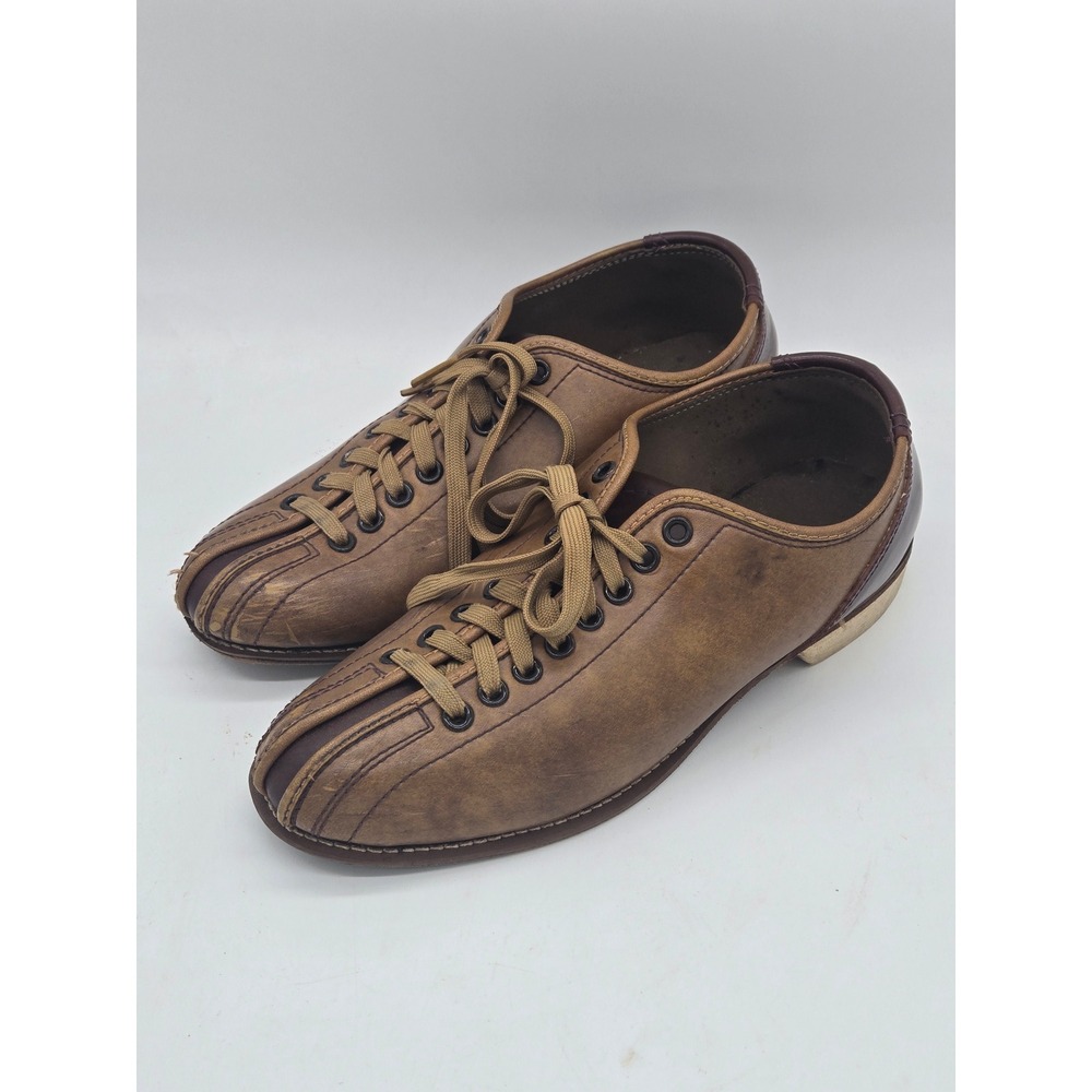 Vintage Brunswick Brown Leather Bowling Shoes Mens Retro Athletic Lace Up 11in